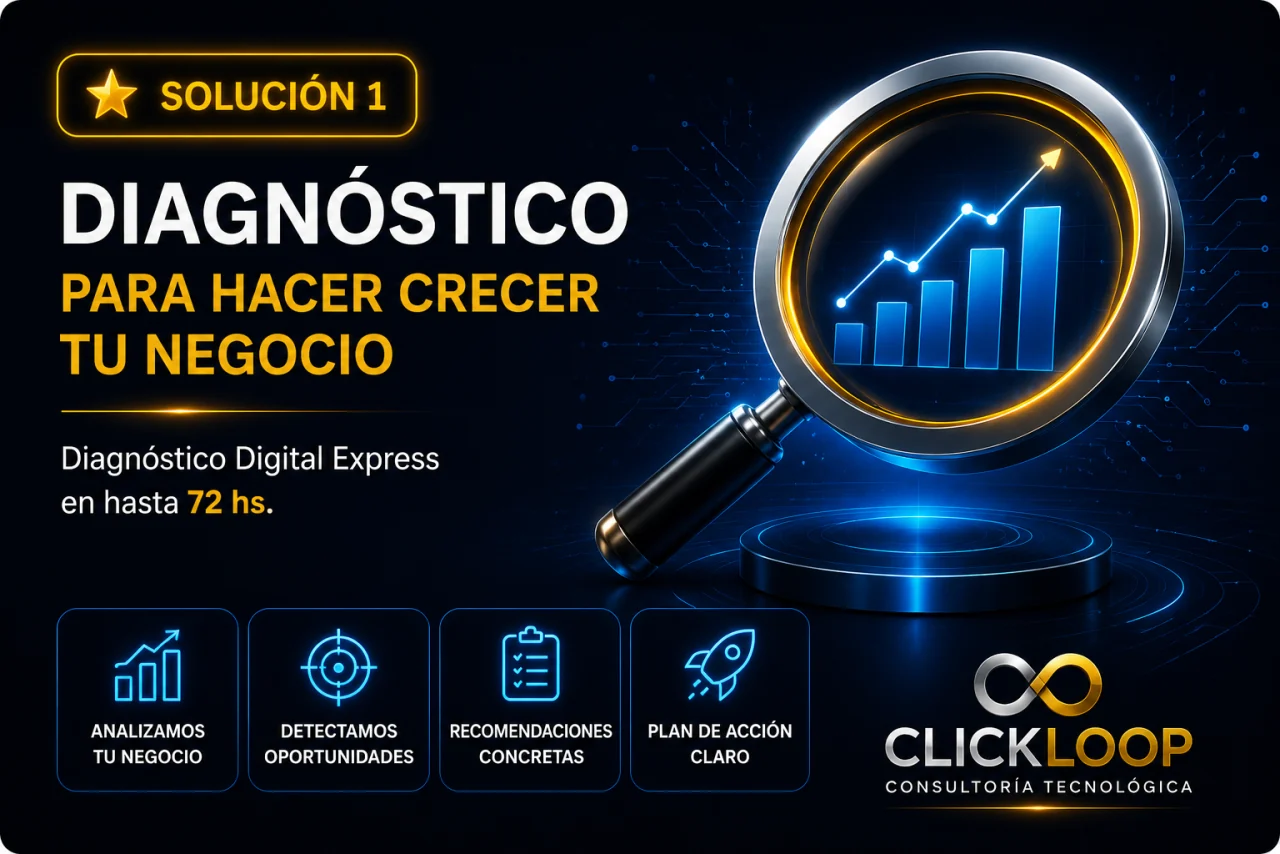 Pieza visual de la solución Diagnóstico Digital Express de CLICKLOOP.